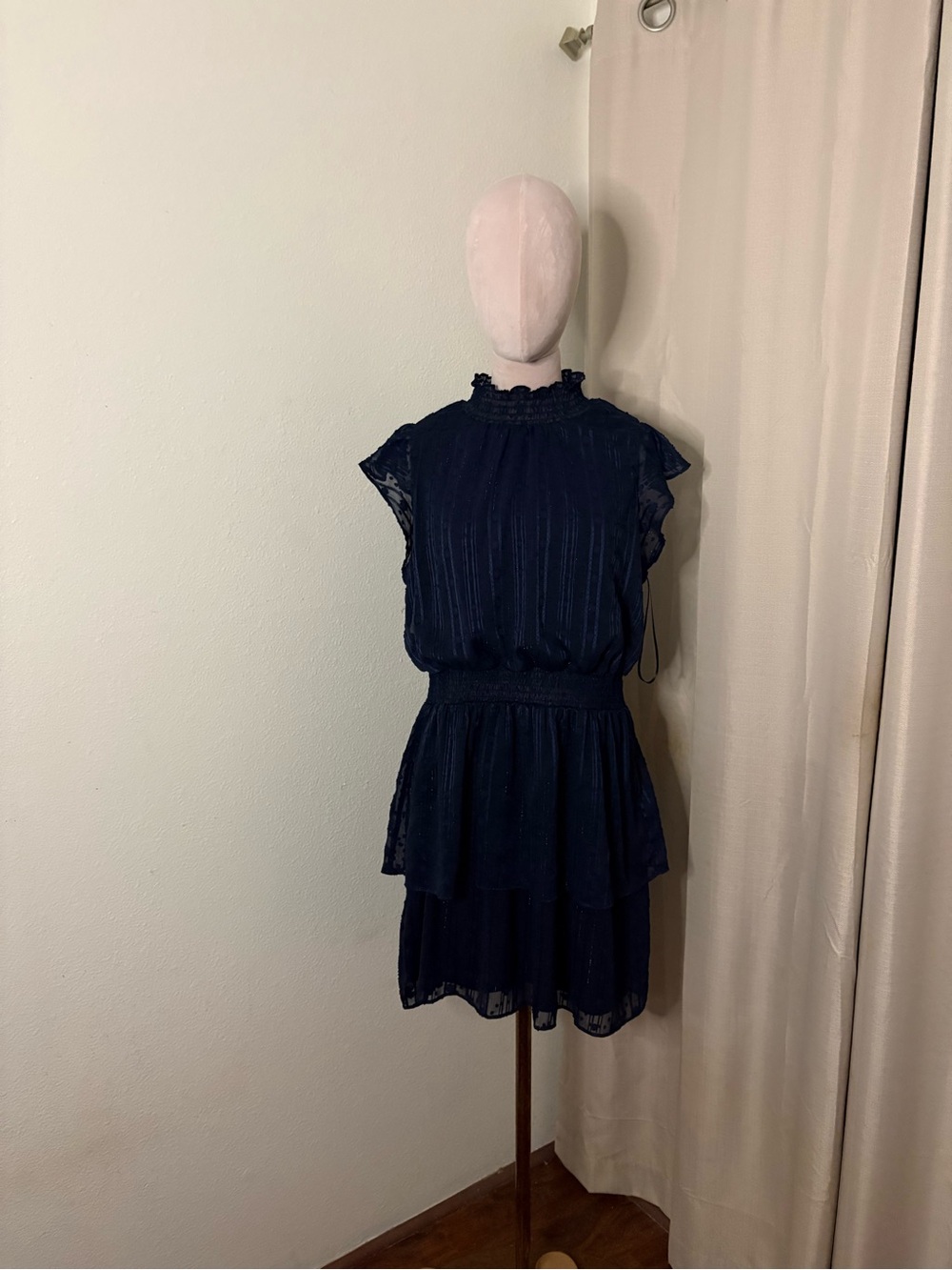 BCX Navy Ruffled Tiered Mini Dress